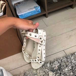 White stud platform sandals